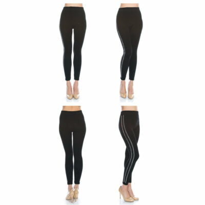 FashionFantasia Wholesale Clothing Bottoms Leggings BT00012 Black Silver