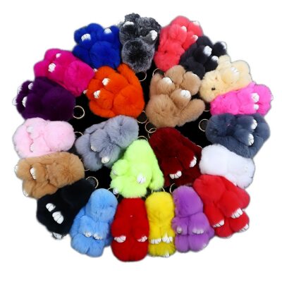 Smallsize Cute Plush Bunny Keychain Women Fur Angel Rabbit Key Ring Plush Dolls Toy Girls Bag.jpg