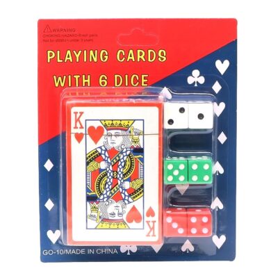 12pk Playing cards w 6 Dice Playing Toy