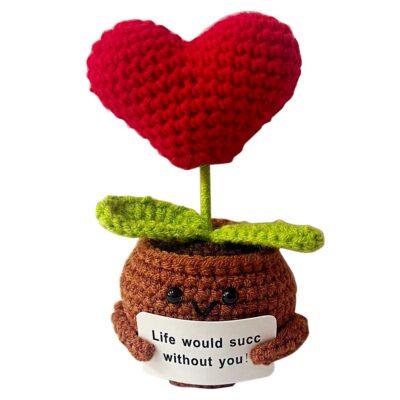 Heart Knitted Crochet Emotional Support Plant GIft