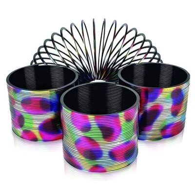 12pk Rainbow Metal Slinky Walking Coil Spring Toy