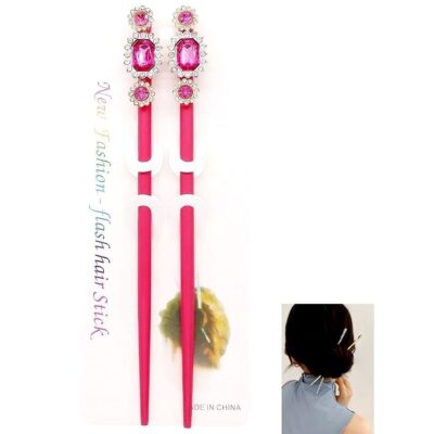 12pk Rhinestone Deco Hair Stick Chopstick